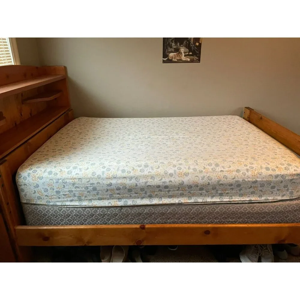 Vintage Full Size Sheet Set Used Blue Yellow Orange Floral 2 Piece